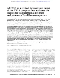 ARID5B As a Critical Downstream Target of the TAL1 Complex That Activates the Oncogenic Transcriptional Program and Promotes T-Cell Leukemogenesis