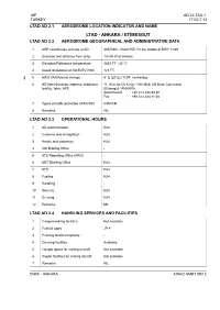Ltad-1 Turkey 17 Oct 13 Ltad Ad 2.1 Aerodrome Location Indicator and Name Ltad - Ankara / Etimesgut Ltad Ad 2.2 Aerodrome Geographical and Administrative Data
