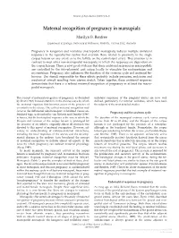 Maternal Recognition of Pregnancy in Marsupials