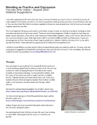 Mending As Practice and Expression Pocosin Arts Online - August 2021 Material Suggestions