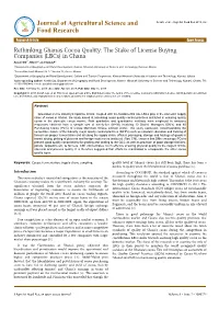 Rethinking Ghanas Cocoa Quality: the Stake of License Buying