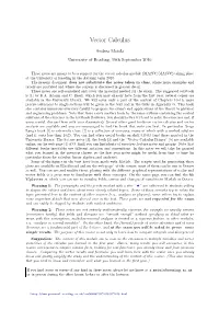 Vector Calculus Lecture Notes, 2016–17 1 Fields and Vector Diﬀerential Operators