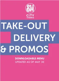 Downloadable Menu Updated As of May 30 Table of Contents