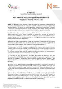 Net1 Indonesia Ready to Support Implementation of Broadband Internet in Rural Area
