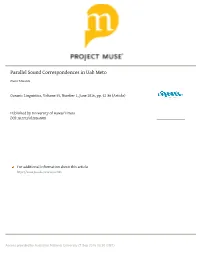 Parallel Sound Correspondences in Uab Meto