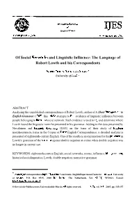 The Language of Robert Lowth and His Correspondents