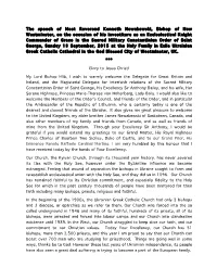 The Speech of Most Reverend Kenneth Nowakowski, Bishop of New