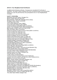 2016 It's Your Neighbourhood Certificates