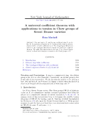 A Universal Coefficient Theorem with Applications to Torsion in Chow Groups of Severi–Brauer Varieties