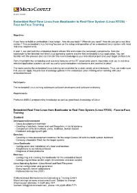 Embedded Real-Time Linux from Bootloader to Real-Time System (Linux RTOS) - Face-To-Face Training