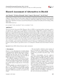 Hazard Assessment of Alternatives to Dicofol