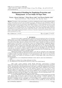 Mathematical Modeling for Population Projection and Management: a Case Study of Niger State