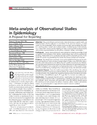 Meta-Analysis of Observational Studies in Epidemiology (MOOSE)