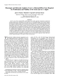 Phenotypic and Molecular Analysis of Mes-3, a Maternal-Effect Gene Required for Proliferation and Viability of the Germ Line in C