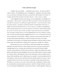 Pindar and Sicilian Nymphs a Healthy Sense of Our Identity