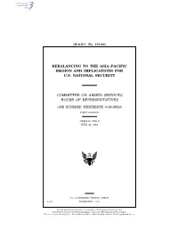 Rebalancing to the Asia–Pacific Region and Implications for U.S