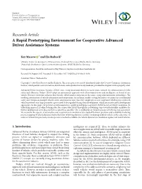 Research Article a Rapid Prototyping Environment for Cooperative Advanced Driver Assistance Systems