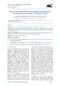 Role of Chest X-Ray with Ultrasonography in Evaluation of Pneumonia in an Icu Setting: a Prospective Study