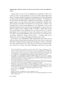 The Play Pericles, Prince of Tyre by Shakespeare Was Published in 1609
