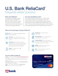 U.S. Bank Reliacard® Frequently Asked Questions