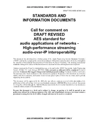 AES Standard for Audio Applications of Networks - High-Performance Streaming Audio-Over-IP Interoperability