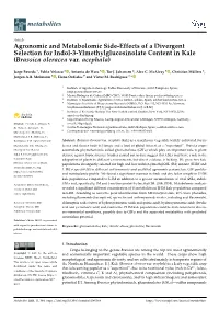 Agronomic and Metabolomic Side-Effects of a Divergent Selection for Indol-3-Ylmethylglucosinolate Content in Kale (Brassica Oleracea Var