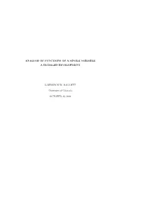 Analysis of Functions of a Single Variable a Detailed Development