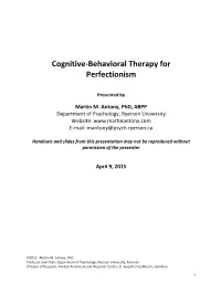 Cognitive Behavioral Therapy for Perfectionism Over Time (DVD)
