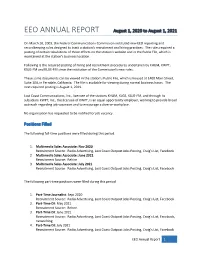 EEO ANNUAL REPORT August 1, 2020 to August 1, 2021