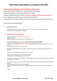 How to Find a Word, Words, Or a Sentence in This Pdf’S