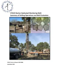HTGCD Burton Dedicated Monitoring Well: Summary of Drilling Operations and Well Evaluation Philip J