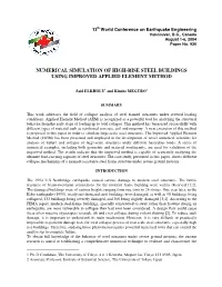 Numerical Simulation of High-Rise Steel Buildings Using Improved Applied Element Method