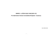 LUTON LOCAL PLAN (2011-31) Pre Submission Version Consultation Response - Summary