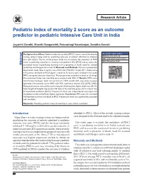 Pediatric Index of Mortality 2 Score As an Outcome Predictor in Pediatric Intensive Care Unit in India