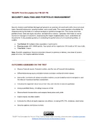 Security Analysis and Portfolio Management
