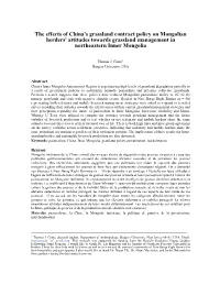 The Effects of China's Grassland Contract Policy on Mongolian Herders' Attitudes Towards Grassland Management in Northeastern Inner Mongolia