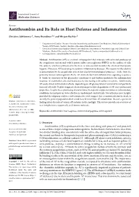 Antithrombin and Its Role in Host Defense and Inflammation