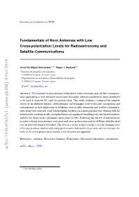Fundamentals of Horn Antennas with Low Cross-Polarization Levels for Radioastronomy and Satellite Communications