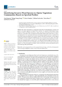 Identifying Invasive Weed Species in Alpine Vegetation Communities Based on Spectral Profiles