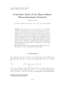 Point-Like Limit of the Hyperelliptic Zhang-Kawazumi Invariant Robin De Jong