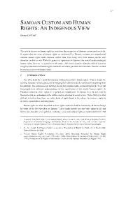 Samoan Custom and Human Rights: an Indigenous View