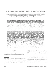 Acute Effects of the 6-Minute Pegboard and Ring Test in COPD