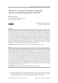 'Hot News' and Perfect Change: Mirativity and the Semantics