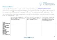 Impact Case Studies Each of the 5 Pilot Panels Published a Sample of the Submitted Case Studies