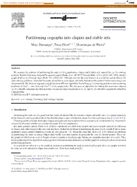 Partitioning Cographs Into Cliques and Stable Sets