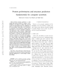 Protein Preliminaries and Structure Prediction Fundamentals For