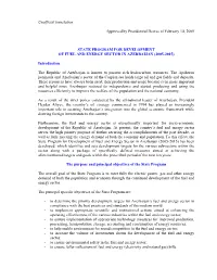 State Program on the Development of the Fuel and Energy Sector of The