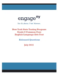 2015 Grade 8 English Language Arts Test Released Questions