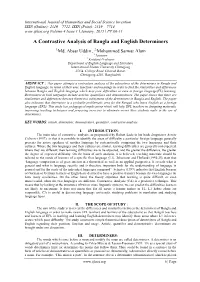 A Contrastive Analysis of Bangla and English Determiners