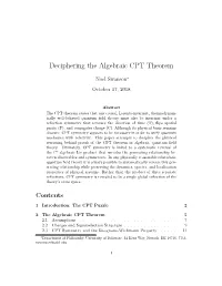 Deciphering the Algebraic CPT Theorem